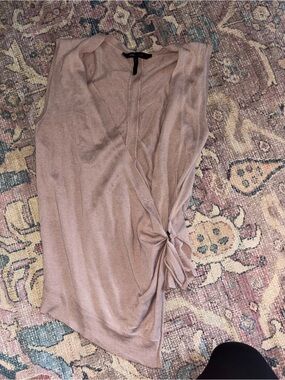 BCBG Sleeveless Twist Front Knit Mauve Pink Top